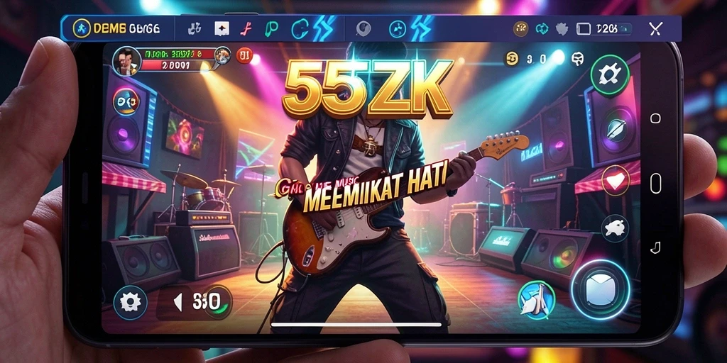 Tampilan gameplay 555ZK yang penuh keseruan dan interaksi musik.