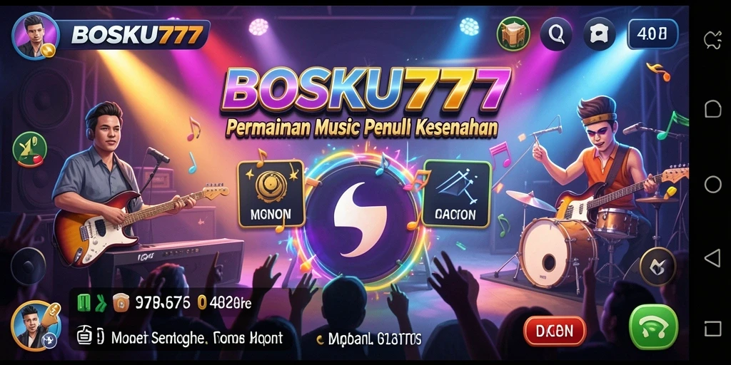 Tampilan gameplay seru BOSKU777 dengan berbagai lagu dan tantangan.