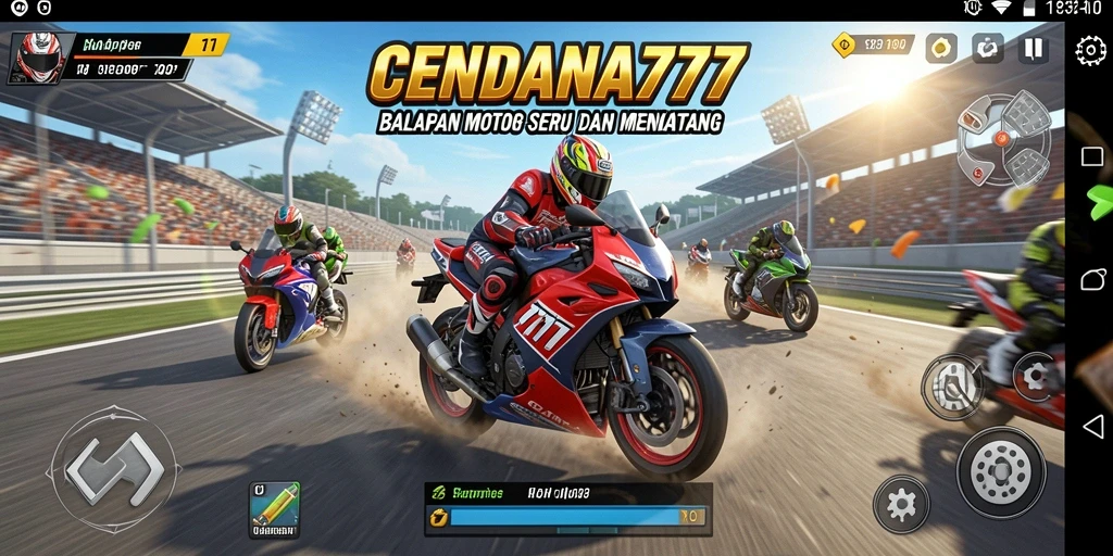Tangkapan layar gameplay CENDANA777 menampilkan aksi balapan yang mendebarkan.