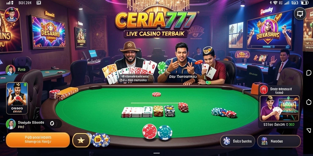 Screenshot gameplay CERIA777 yang menampilkan dealer profesional dan suasana Live Casino.