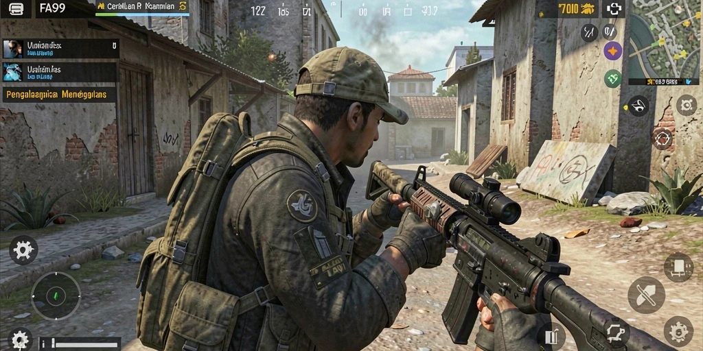 Screenshot dari gameplay FA99 yang intens dan seru dalam mode FPS.