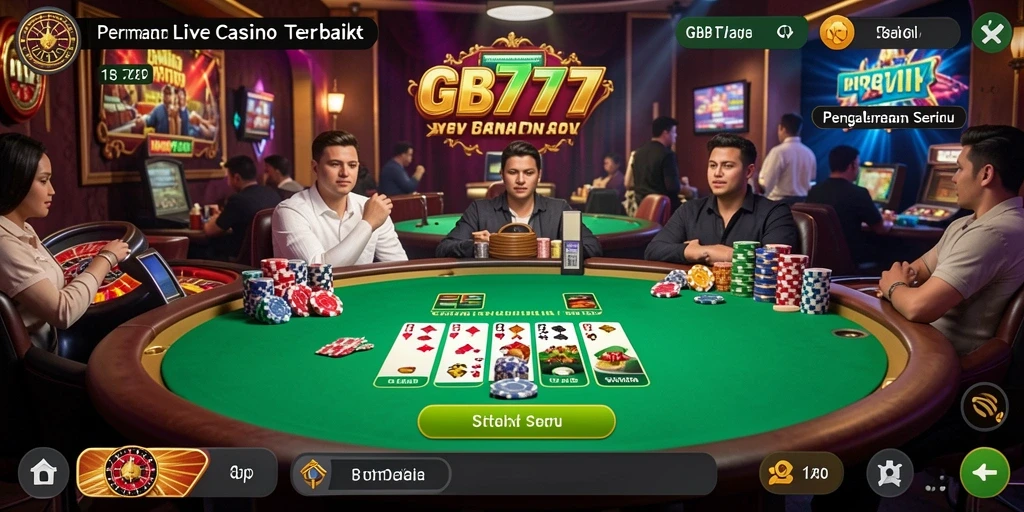 Tampilan gameplay Live Casino yang interaktif dan mendebarkan di GB777.