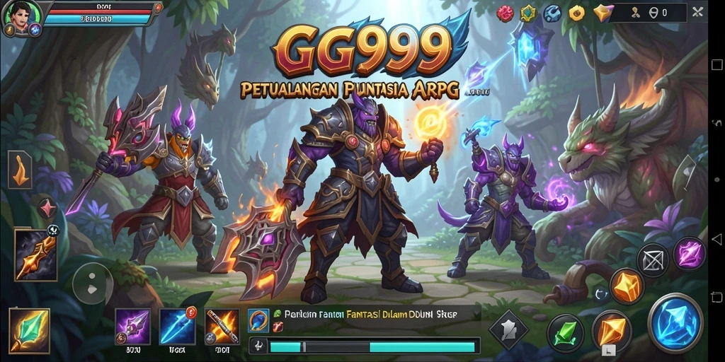 Gameplay seru dalam GG999 dengan pertarungan ARPG yang mendebarkan.