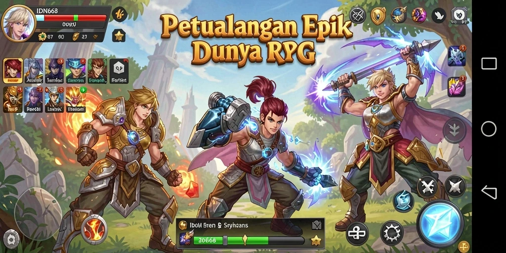 Screenshot gameplay IDN668 menampilkan pertempuran seru dan karakter yang dinamis.