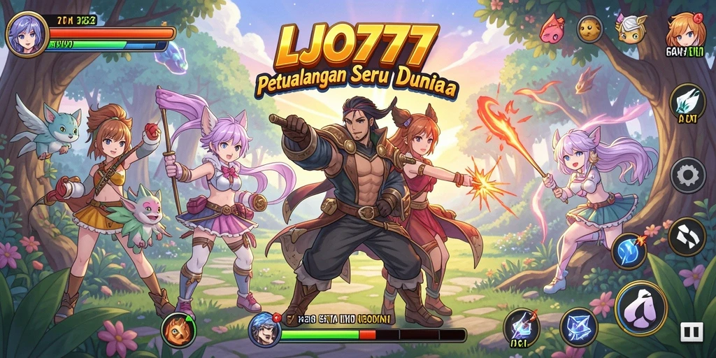 Screenshot utama dari gameplay LJO777 yang menampilkan aksi seru dalam dunia Anime.