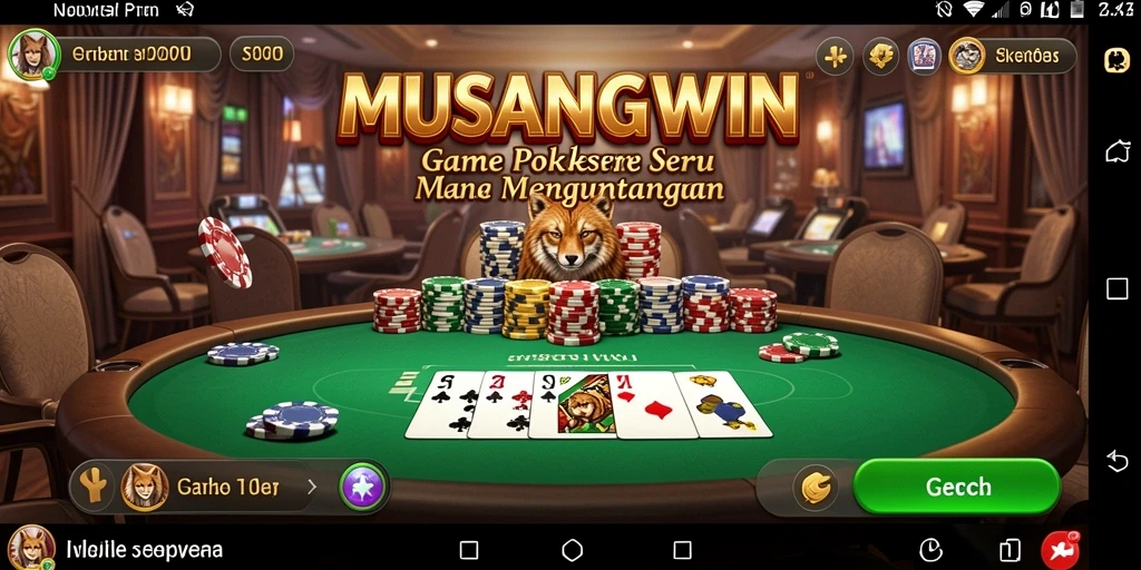 Screenshot gameplay Poker di MUSANGWIN, menunjukkan aksi seru para pemain.