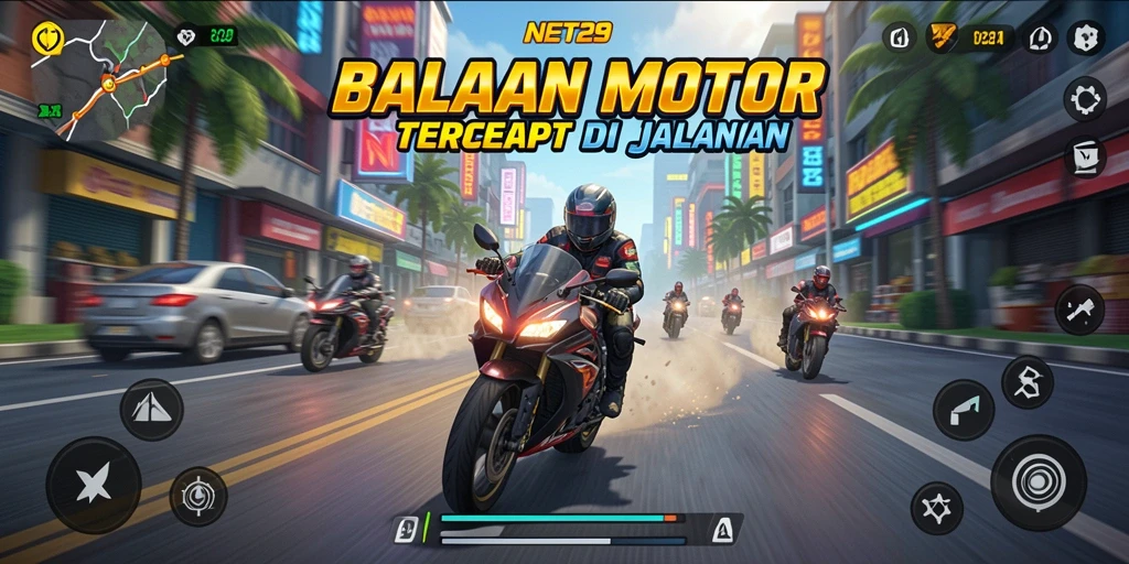 Gameplay seru balapan motor di NET29 menunjukkan kecepatan dan ketegangan.