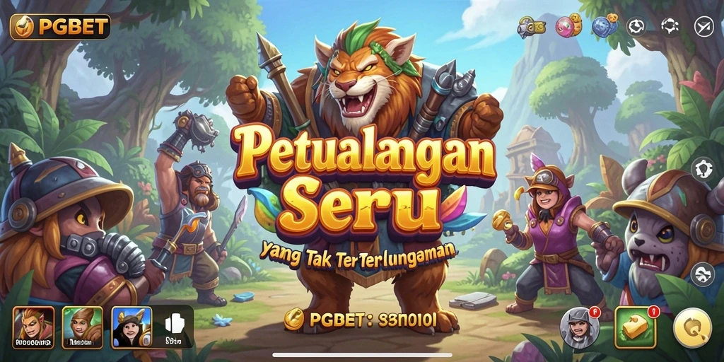 Tampilan screenshot utama PGBET yang menampilkan dunia petualangan yang berwarna-warni.