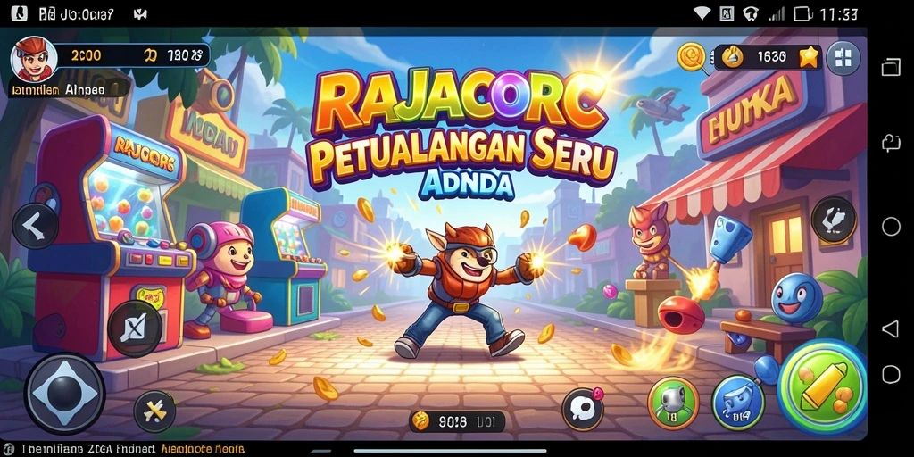 Tampilan gameplay seru di RAJACORC dengan aksi cepat dan grafik menawan.