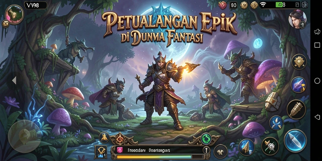 Tangkapan layar V98 menampilkan aksi pertempuran seru dalam dunia RPG.