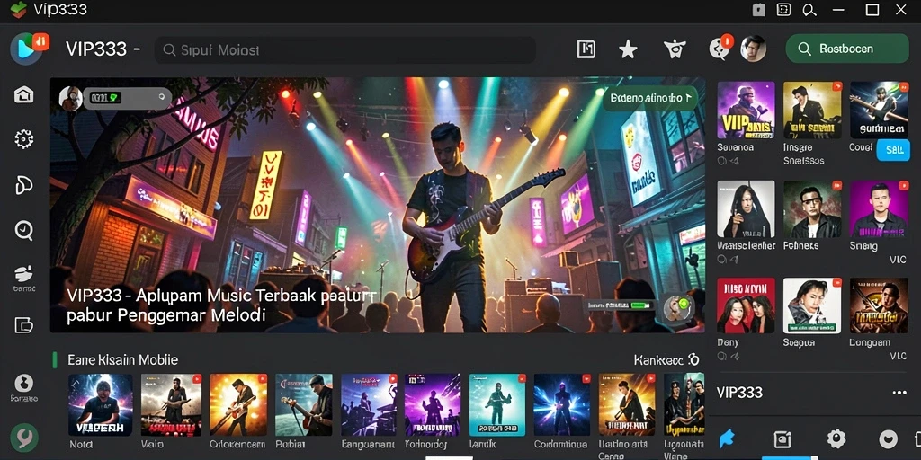 Tampilan antarmuka VIP333 dengan fitur musik interaktif.