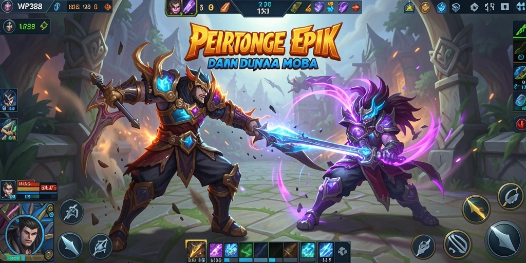 Gameplay seru WP888 dengan aksi bertarung MOBA yang intens.